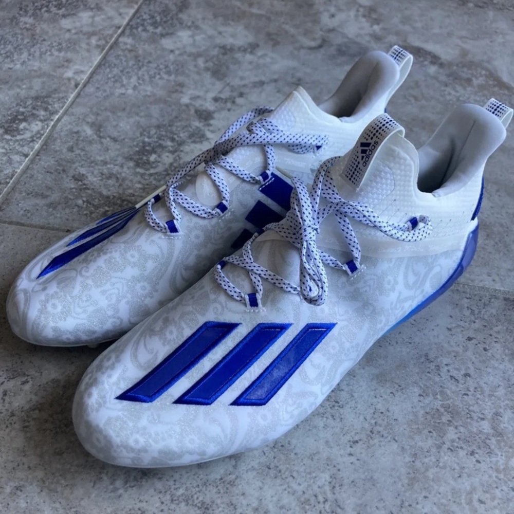Adidas Adizero Reign Young King Football Cleats Floral Blue White MEN size 13